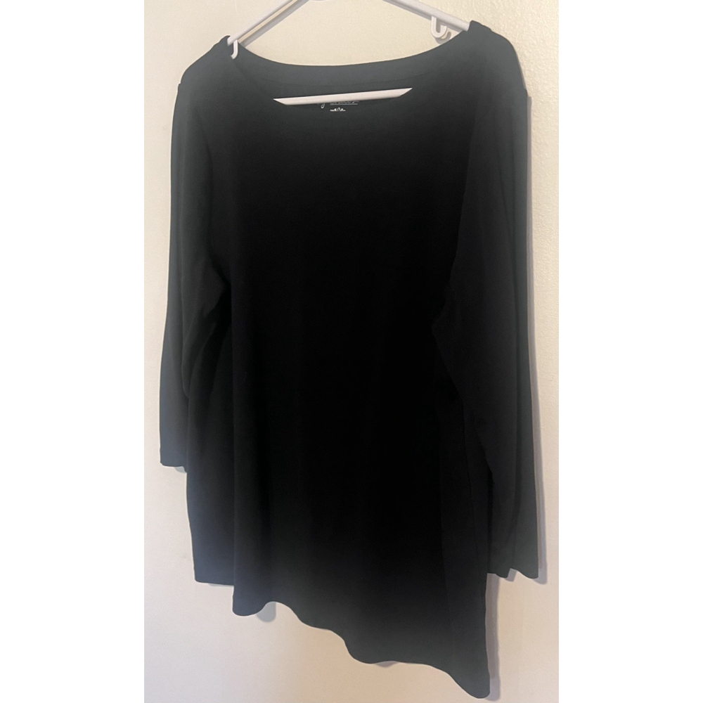 Chico’s Basic Tunic Tee Women’s XL 3 Black 3/4 Sleeve Cotton Shirt